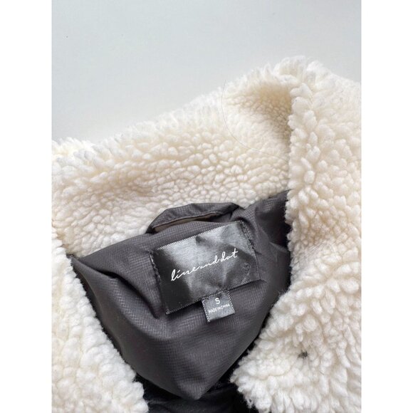 NWOT LINE AND DOT Sage Black Faux Fur Shearling Puffer Jacket Coat, Size S - Picture 11 of 13